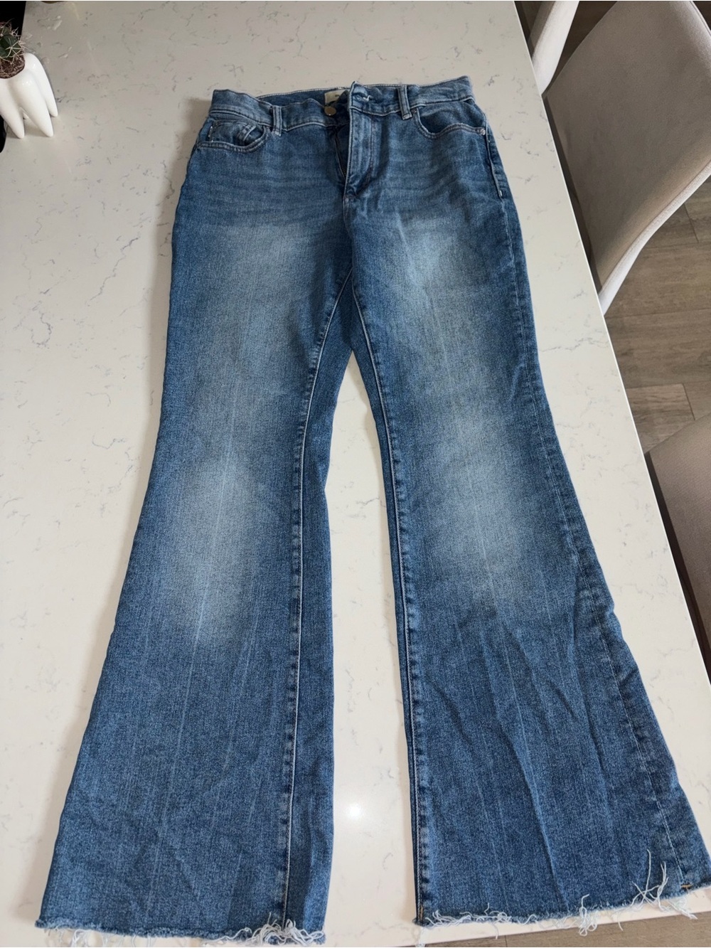 DL1961 Blue Boot-Cut Jeans with Faded Wash